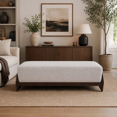Rubber Wood Bench with Thick Soft Cushions, Comfortably Seats Three People for Versatile Use