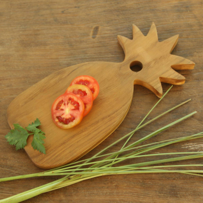 Handcrafted Teak Wood Pineapple Shaped Cutting Board