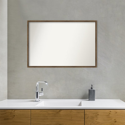 Lucie Light Bronze Wood Bathroom Vanity Non-Beveled Wall Mirror