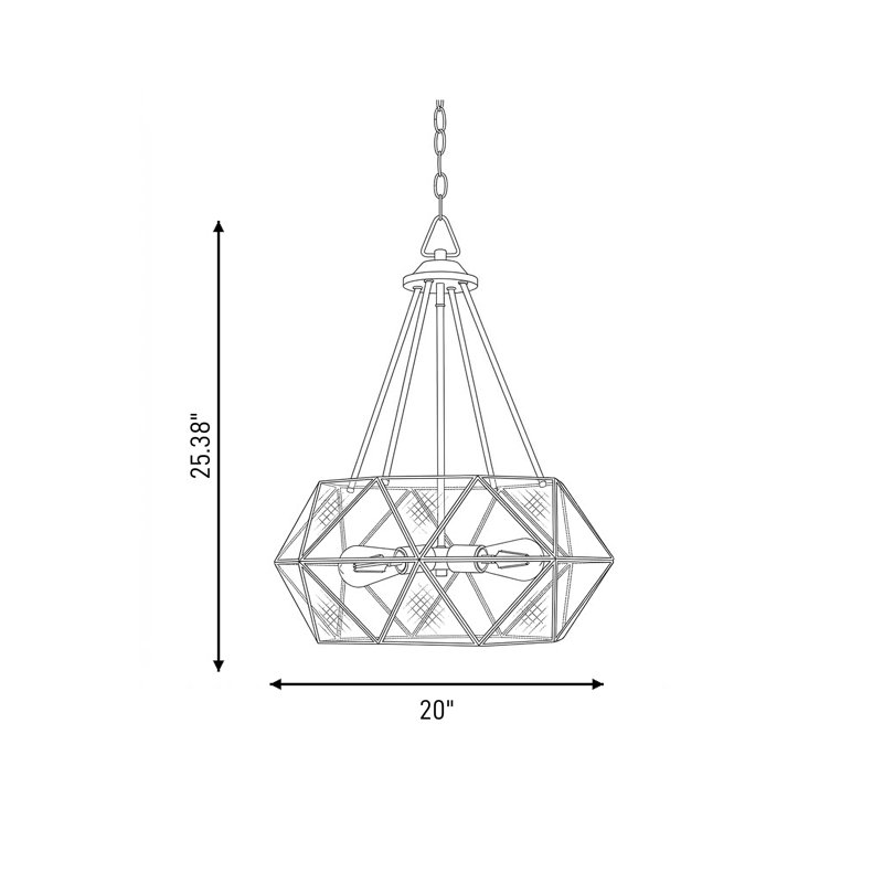 Lustre géométrique unique à 4 lumières Sky, 4 lumières, H 25,38 po x l 20 po x P 20 po