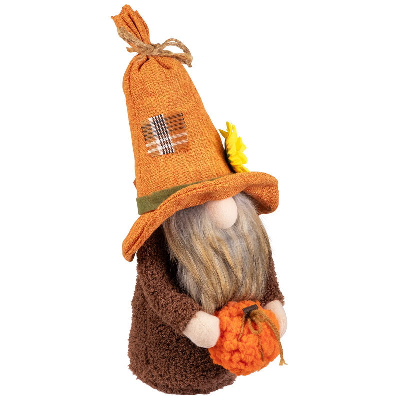 Décoration de récolte d'automne tournesol et gnome citrouille - 13 po