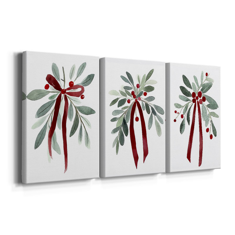 Christmas Holiday Art XVIII - Toile tendue avec châssis sur mesure - 3 pièces