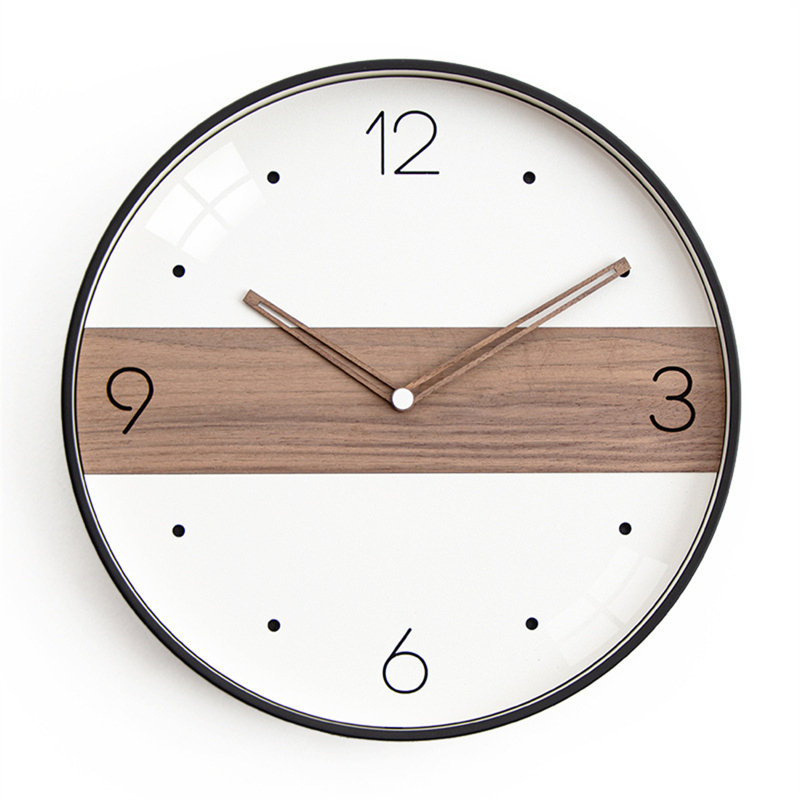 Horloge murale minimaliste moderne Huddersfield, conception silencieuse sans tic-tac, parfaite pour le salon, la chambre à coucher, le bureau, horloge murale ronde de 12 pouces