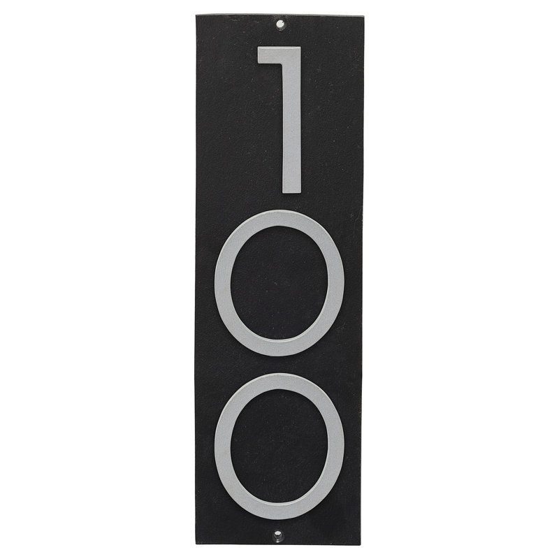Plaque d’adresse murale flottante linéaire, Noir, Argent, Oui