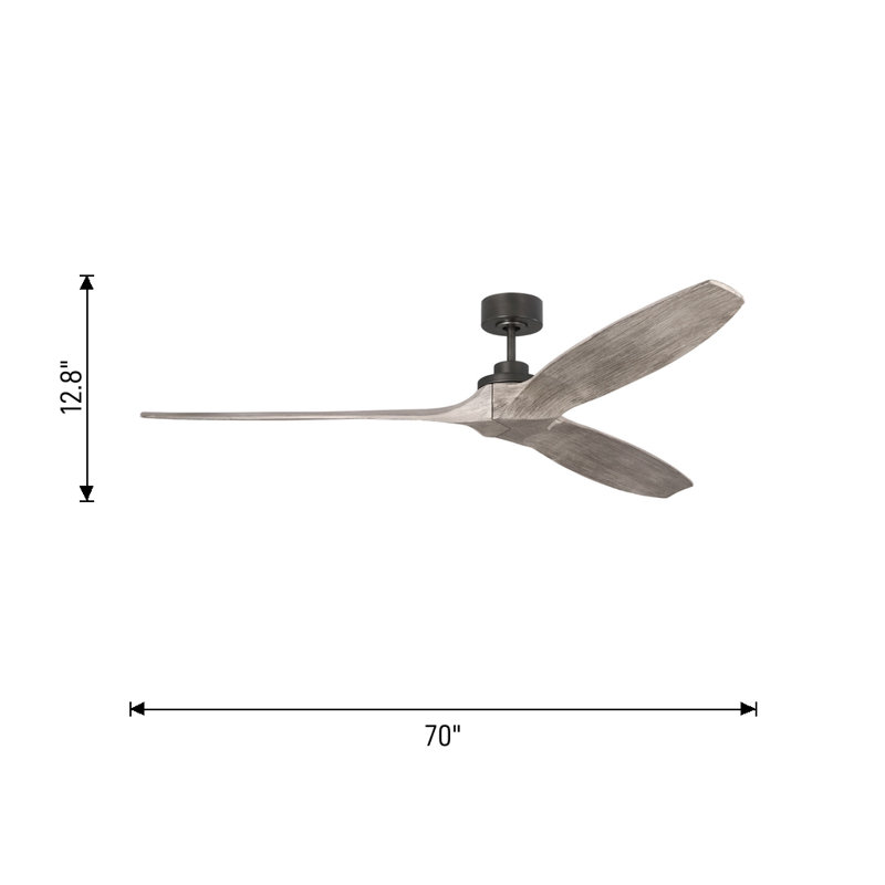 Visual Comfort Fan Collins Smart 70 Indoor Ceiling Fan with Threaded Downrod, Natural Honey blades and Handheld Remote