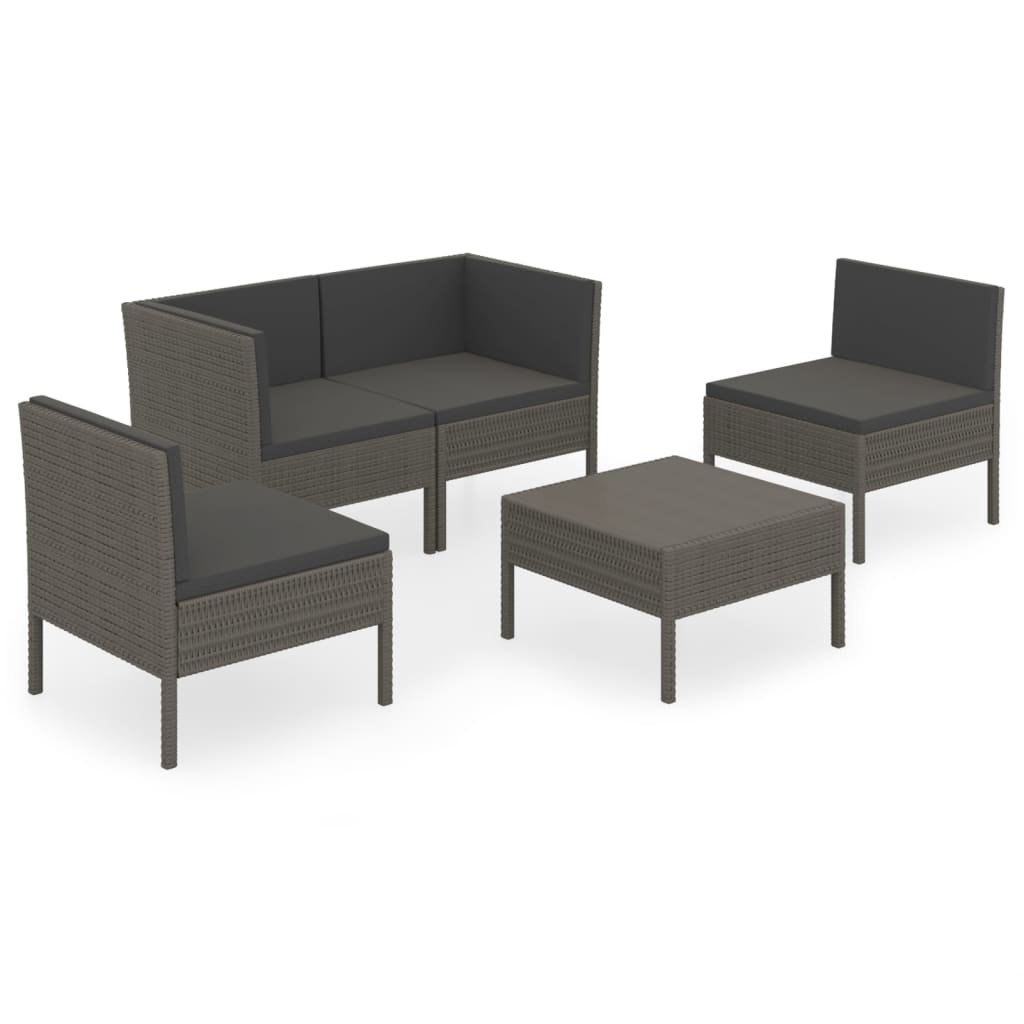 4-Sitzer Lounge-Set Jeslynn aus Polyrattan mit Polster