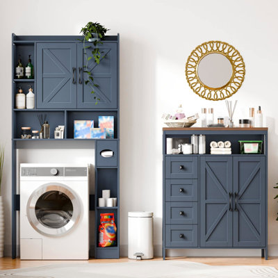 Farmhouse Storage Cabinet With 2 Doors And 4 Drawers