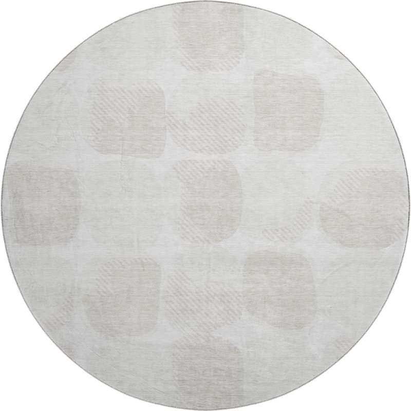 Premium Machine Washable Prisco Ivory Rug, Round 8'