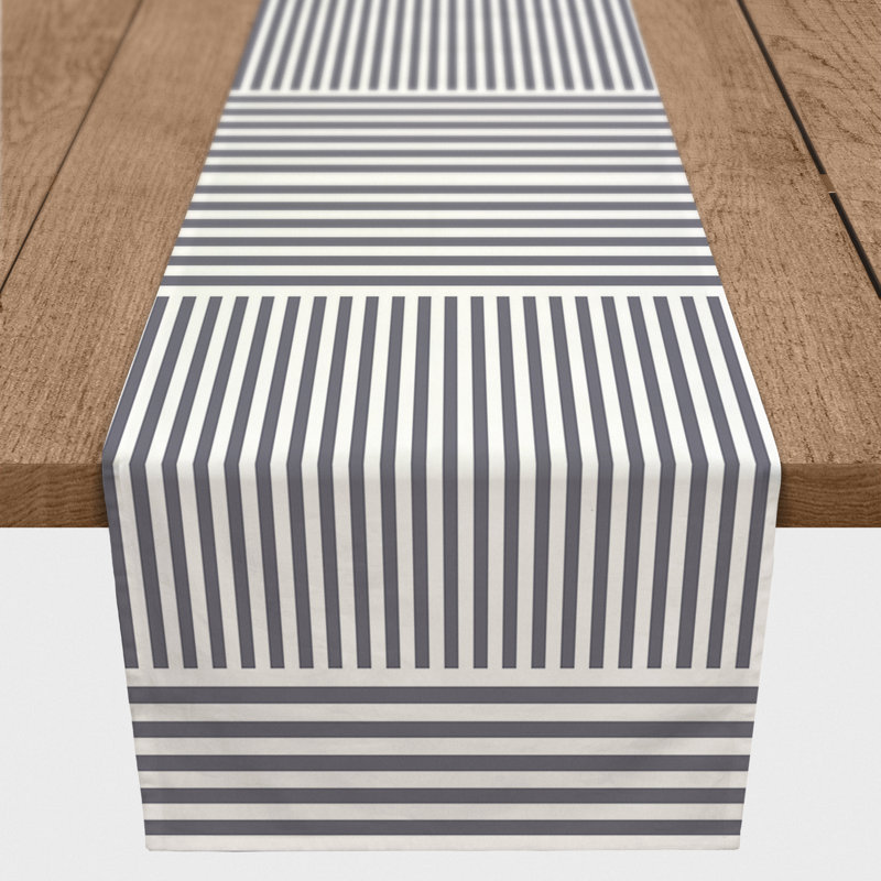 Ardenti Striped Table Runner, Dark Gray, 72" x 16"