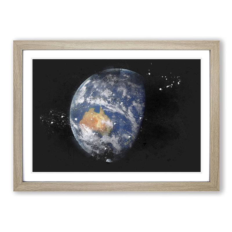 View of Planet Earth - Picture Frame Graphic Art Print, 62cm H x 87cm W x 2cm D, Oak Framed