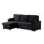 Canapé-lit modulaire moderne en tissu noir l 92 po avec méridienne réversible, ports de charge USB et porte-gobelets Modern-1569062780
