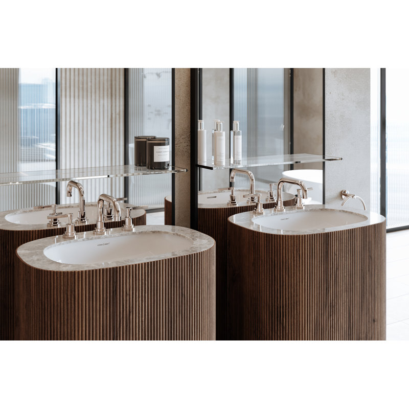 Barcelona Gloss White Oval Undermount Bathroom Sink with Overflow, Gloss White
