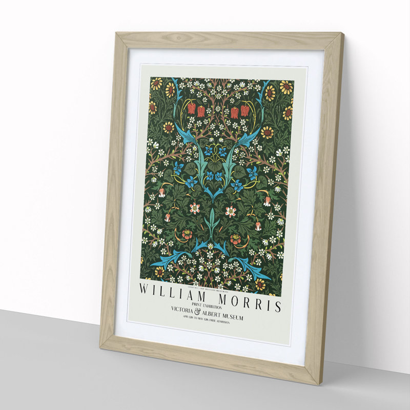 Tulip with Border by William Morris - Picture Frame Graphic Art, 65cm H x 48cm W x 2cm D, Oak