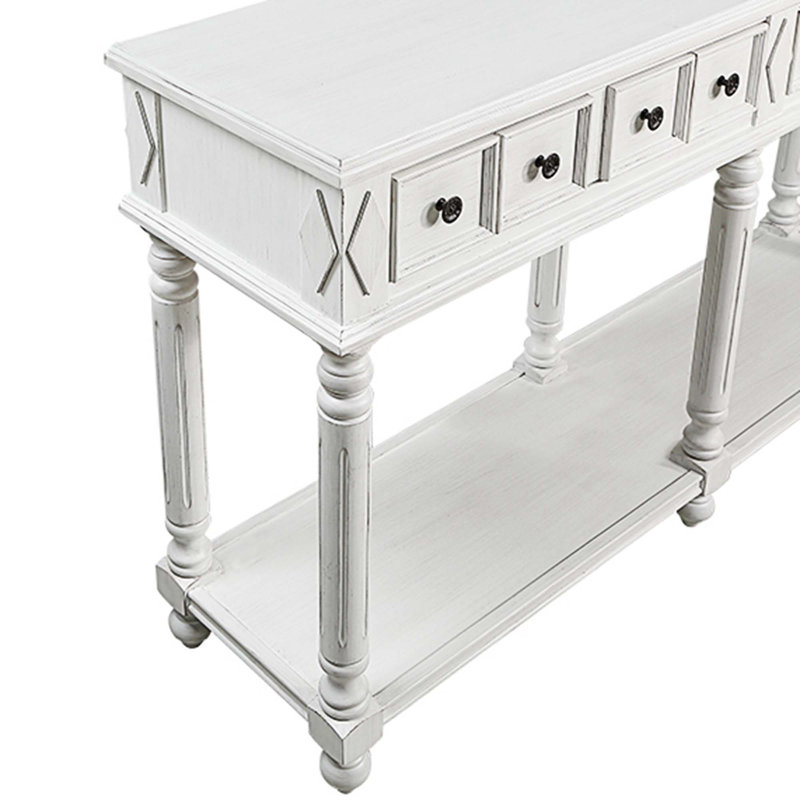 Crysten 58" Retro Console Table Entryway Table Sideboards Long Sofa Table with 2 Drawers in Same Size and Bottom Shelf for Storage