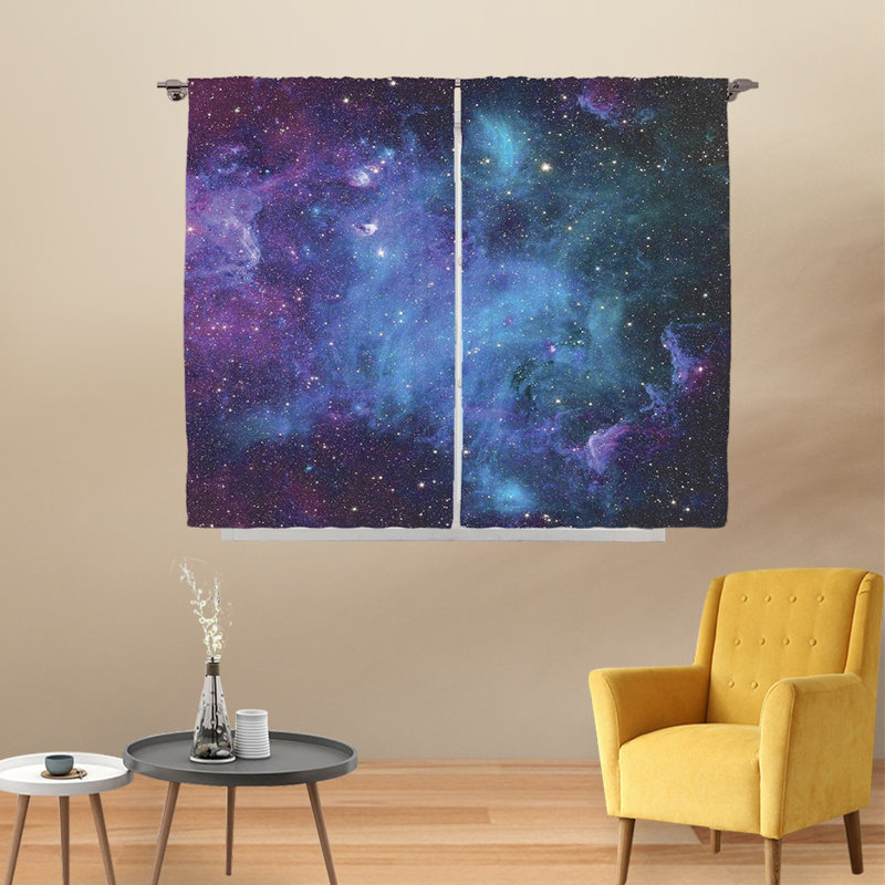 Outer Space Semi-Sheer Rod Pocket Curtain Panels, 54" W x 63" L