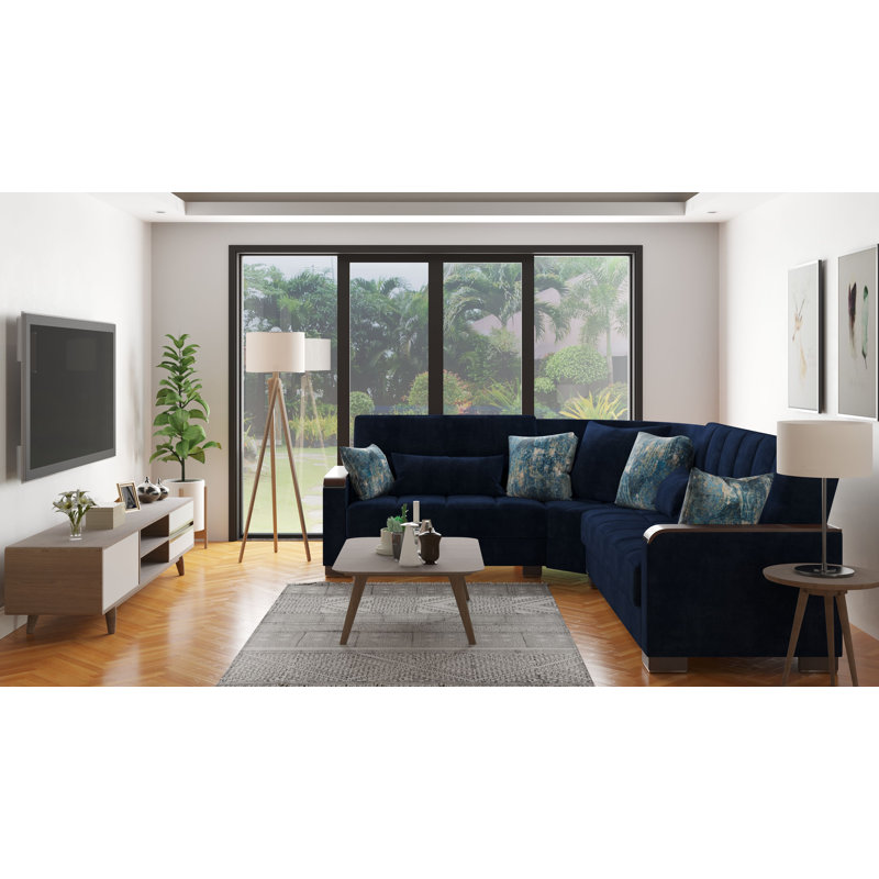 Legacy X 224” Convertible Sectional Sofa Bed with Storage – Firm Support L-Shaped Sleeper Sectional for Small Spaces