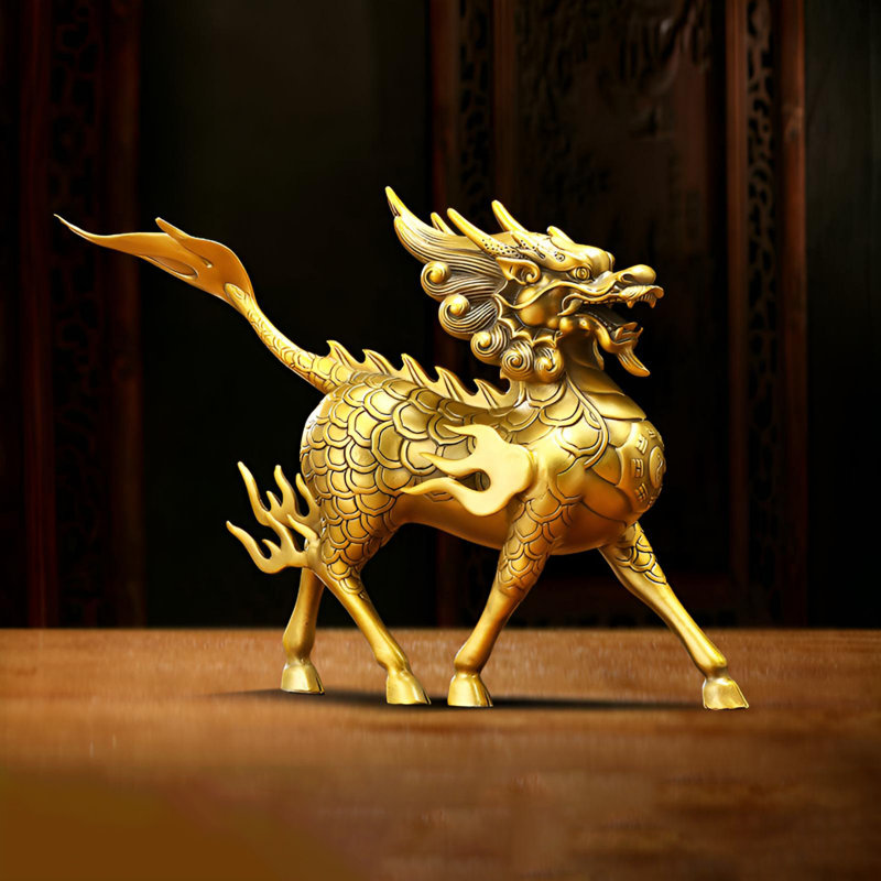 Statue artistique en laiton de qualité supérieure Qilin