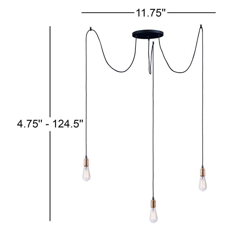 Nichol 3 - Light Black/Antique Brass Cluster Pendant