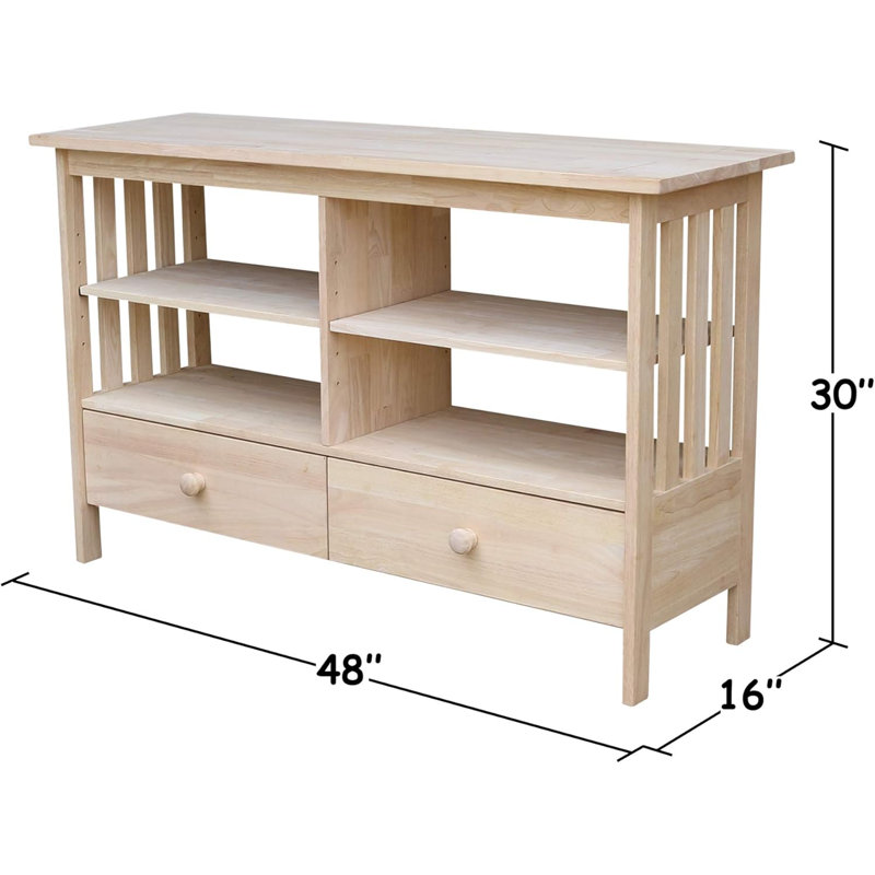 Solid Parawood TV Stand With Customizable Finish, Easy Assembly, And Ample Storage Space