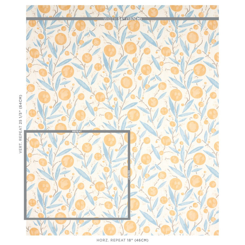Mirabelle Fabric, Yellow/Sky