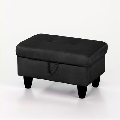 Athiste Upholstered Flannel Storage Ottoman, Multi-Function Tufted Footrest Bench