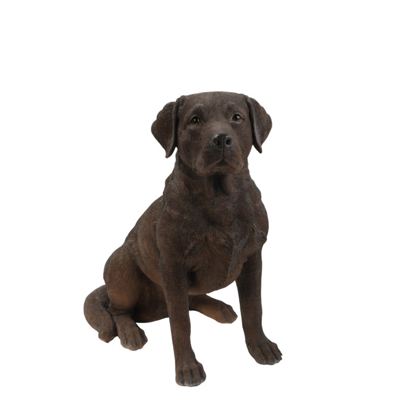 Statue de chien retriever brun assis, Brun