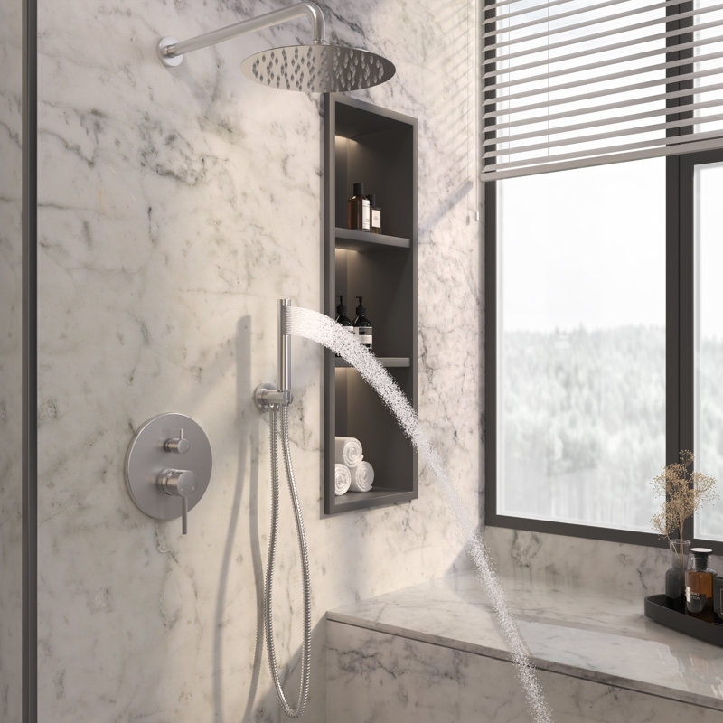 Système de douche complet avec valve brute Calder, Nickel brossé