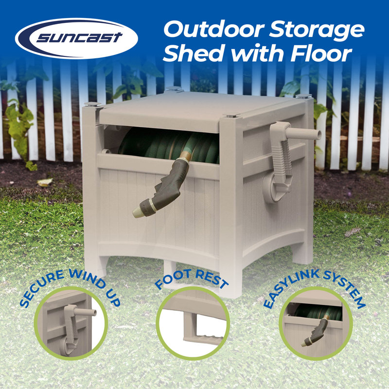 Suncast Taupe Resin 100-Foot Garden Hose Reel Hideaway
