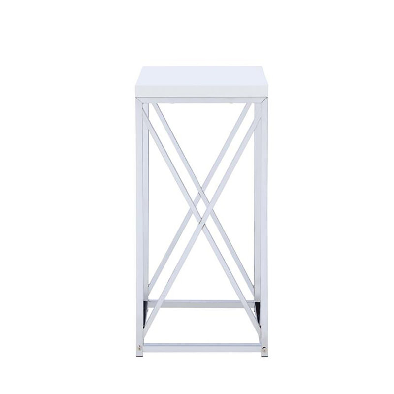 Florentin 29.25'' Tall End Table in Glossy White and Chrome