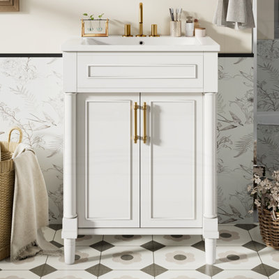 24" Bathroom Vanity with Integrated Ceramic Sink