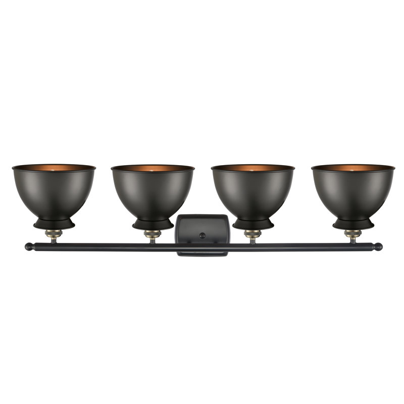 Éclairage pour meuble-lavabo à intensité variable à 4 lumières Arev, Ampoule incandescente 60 watts rétro, Noir mat