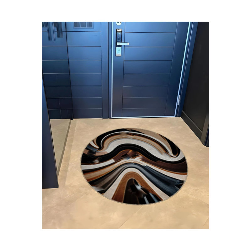 Dark Tone Multicolored Mixed Abstract Patterned Round Woven Base Modern Decorative Carpe, Round 3'4"