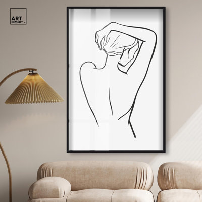 Woman in Contour Shadowbox Print Minimalist Wall Art by Art Remedy