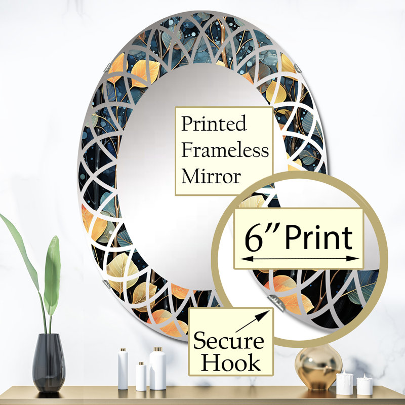 Calaina - Miroir mural floral ovale, 36 po x 24 po