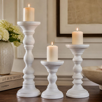 Willow Handcrafted Matte White Candleholder Set of 3