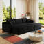 Canapé modulaire 95 po avec 2 repose-pieds Cloud, coussins rembourrés minimalistes modernes, canapé confortable en forme de U pour le salon, canapé d'angle à siège profond, aucun assemblage requis, noir (tissu en velours côtelé moelleux)