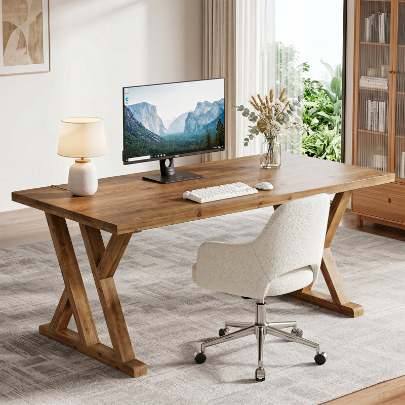 Bureau de direction 63 "en bois massif avec pieds en X pour bureau personnel