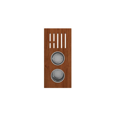 Wood Board With 2 Round Stainless Steel Bowls & Knife Holder F/616, 1618, 1633 (inner ledge)