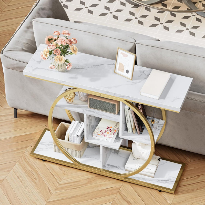 105 cm W Faux Marble Top Console Table