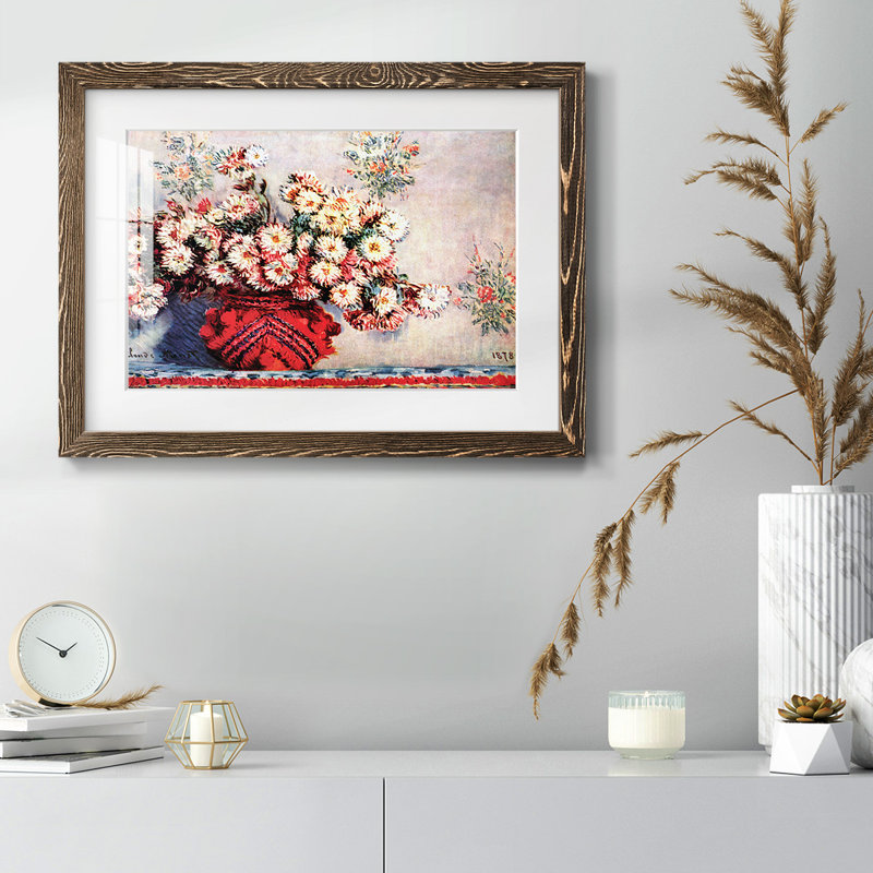 Still Life Chrysanthemums - Impression d'un seul cadre photo, Noyer, H 18 po x l 26 po x P 1,5 po