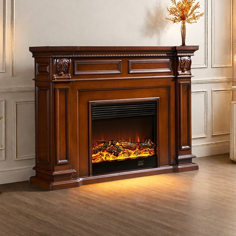 American fireplace electronic mantel wangling hone Electric Fireplace, 43.3" H x 59" W x 15" D, Brown
