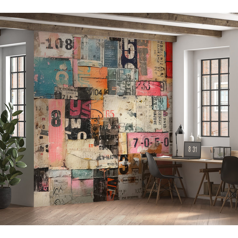 Murale pelez et collez - art typographique urbain, L 108 po x l 90 po