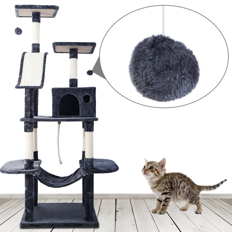 Ginny 162cm H Cat Tree, Grey, 162" H x 61" W x 51" D