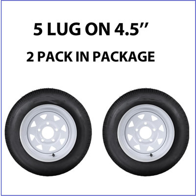 Paquet de 2 pneus de remorque St205 / 75d14, 5 cosses sur 4,5 po, 6 niveaux de charge C, pneus de remorque conçus pour économiser le carburant de 14 po 205 75 14 Pour voyage / camping-car / paysage / utilitaire / bateau / cheval / ferme / remorque