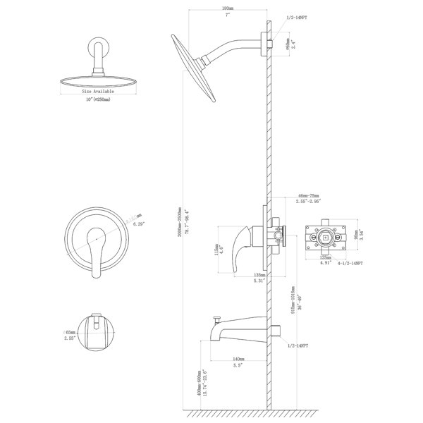 Shower Plumbing Rough In Dimensions