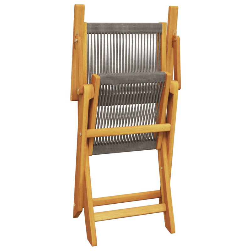 Ensemble de bistro d'extérieur 3 pièces vidaXL en polypropylène et bois massif, Gris