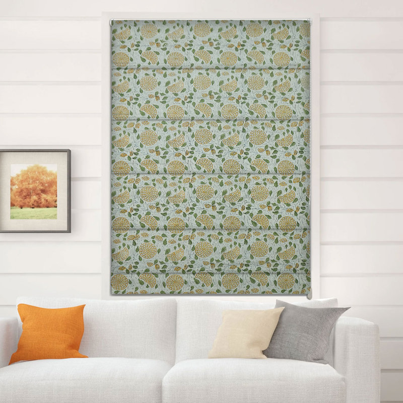 Fabdivine Floral Print, Black Handmade Block Print 100% Blackout Thick Linen Roman Shade for Window Treatment, Hotel Bedroom Décor, Roll Up Corded Blinds Indoor, Karwa Chauth