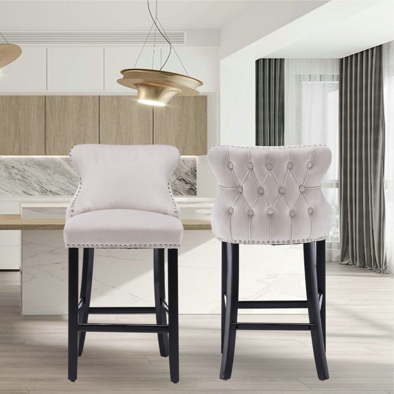 Jeena Upholstered Counter Stool, Beige