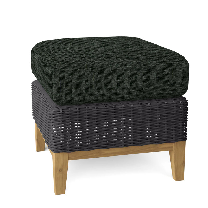 Frances Outdoor Teak Ottoman, Millstone, Frances Black