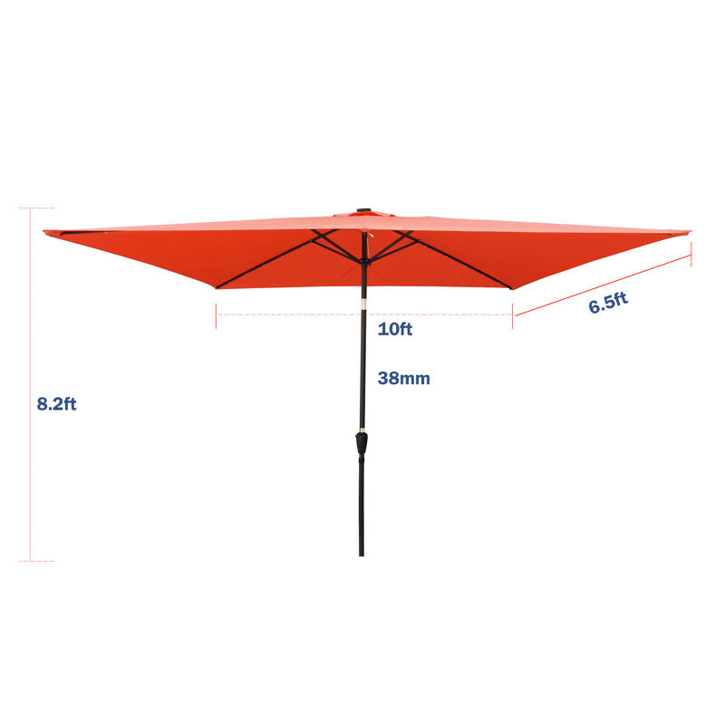Parasol rectangulaire rectangulaire avec inclinaison facile et auvent 10X6.5t, Rouge brique clair